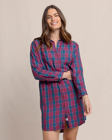 CAM VIBRANT AUTUMN TWILL PLAID DRESS